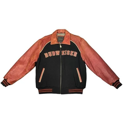 Vintage Budweiser Jacket Men's L Excelled Letterman Bomber Leather Wool - Image 1 of 4