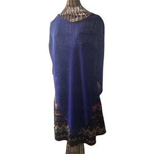 Chico’s Travelers Collection Shawl Cape Throw Open Knit Blue One Size Boho - Picture 1 of 7