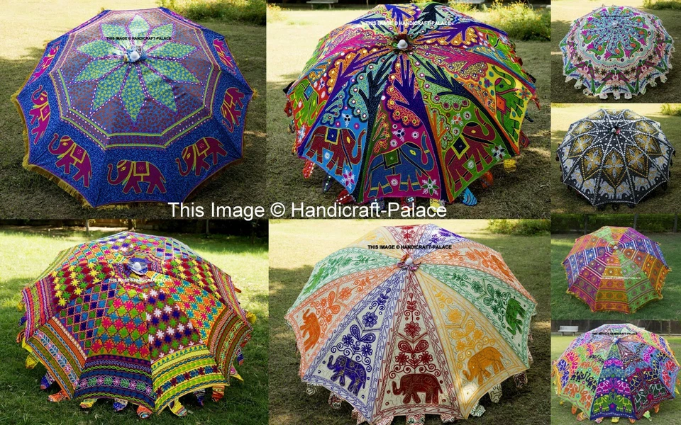 Sombrilla de jardín hecha a mano de algodón indio para patio exterior 90" Foto 1 de 1