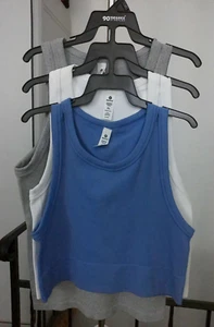 NWT 90 Degree by Reflex Seamless Rib Tri-color Tank Set Gray White Periwinkle XL - Picture 1 of 11