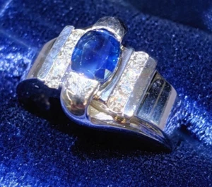 Vintage echter Saphir, Diamant Weißgold 14K Ring (7,2 Gramm) siehe 👀 VIDEO! - Bild 1 von 15