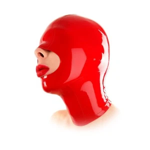 Chin Open Latex Hood w/ Back Zipper Rubber Mask for Catsuit Clubwear Masquerade - Picture 1 of 6