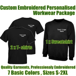T SHIRT FELPA DA LAVORO AZIENDALE TEXT RICAMATA PERSONALIZZATA WORKWEAR - Foto 1 di 12