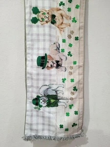 St. Patrick's Nicole Miller Beaded Puppy Dog Table Runner Home Decor 14x72" - Picture 1 of 6