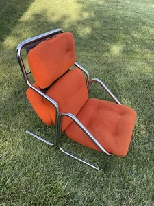Vintage Jerry Johnson Arcadia Mid Century Modern Tubular Chrome Lounge Chair - Picture 1 of 10