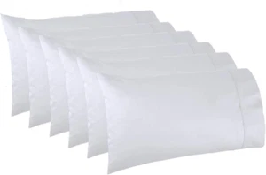 White Pillowcases,Pack of 6, King Size, 200 Thread Count Percale, CVC Pillow Cov - Picture 1 of 12