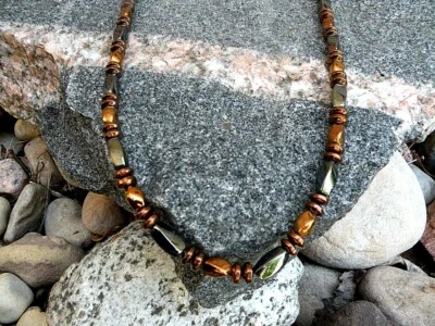 Mens Womens Copper n Black 100% Magnetic Hematite Anklet Necklace Bracelet 1 Row - Image 1 of 4
