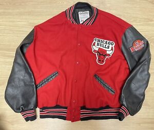 Chicago Bulls Vintage 90s Varsity Stadium Jacket Back Logo NBA EasternConference