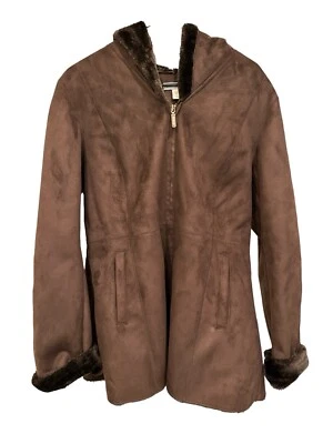 Abrigo con Capucha Coldwater Creek Ultra Felpa en Marrón, Talla L, Nuevo con Etiquetas Invierno Otoño Foto 1 de 4