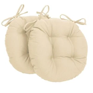Blazing Needles 16-inch Solid Twill Round Tufted Chair Cushions (Set of 2) - Picture 1 of 1