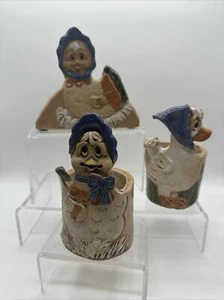 Juego de 3 servilletas de pollo de arcilla Max Hindt de colección 2 jardineras arte popular caprichoso - Imagen 1 de 16