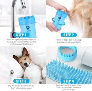 Portable Dog Paw Washer Paw Cleaner Cup Pet Grooming Blue - Medium - Picture 1 of 8