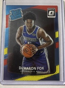 2017-18 Optic Basketball De’Aaron Fox Rated Rookie Red and Yellow #196 