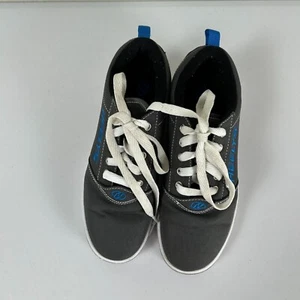 Heelys Pro 20 Skate Shoes Youth Size 5 Gray Blue Unisex Logo Wheel Sneakers Lace - Picture 1 of 12