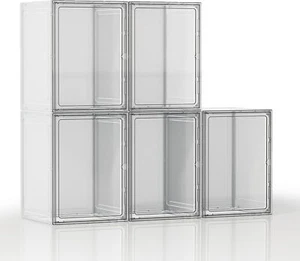 New-Boot Storage Organizer Tall Boots, 5 Pack Clear Shoe Storage Boxes Stackable - Picture 1 of 6