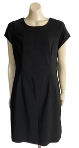 NEW Emerson Shift Dress Plus Sz 16 Scoop Neck Cap Slve Zip Up Back Career Black - Picture 1 of 12