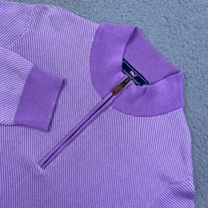 Vineyard Vines 1/4 Zip Pullover Men's L Purple Woven Pima Mock Neck LS Sweater - Picture 1 of 11