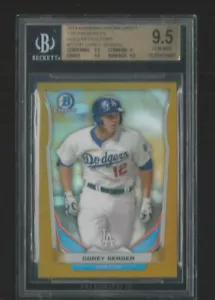 2014 Bowman cromado Corey Seager Dodgers radiocontrol oro refractor sp 23/50 BGS 9,5 gema - Imagen 1 de 2