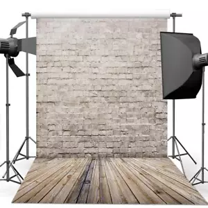 6x8ft Brick Wall Backdrop Retro Wooden Floor Photography Backdrop Birthday Pa... - Picture 1 of 7