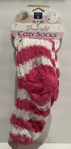 Earth Therapeutics Dream Silk Cozy Socks w/Shea Butter Infusion Pink & White - Picture 1 of 7