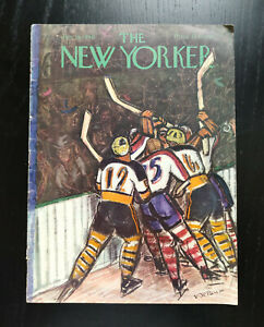 New Yorker Magazine Cover: Ice Hockey, 13 January 1940 (Victor De Pauw)