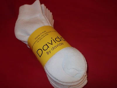 Davido Mujer Calcetines Tobillo/Cuarto Hecho en Italia 100% Algodón 4 Pares Blanco Talla 9-11 Foto 1 de 3