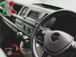 FITS AUSTIN CLASSIC MINI GT 15'' - BLACK LEATHER STEERING WHEEL COVER | ROYAL BL - Picture 1 of 9