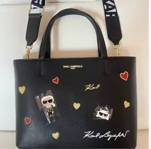 NWT KARL LAGERFELD MAYBELLE TOTE CROSSBODY BAG PURSE BLACK MULTI $228 - Picture 1 of 7