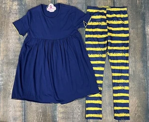 Set tunica e leggings bambina con volant taglia 12/14! Blu navy e oro! - Foto 1 di 9
