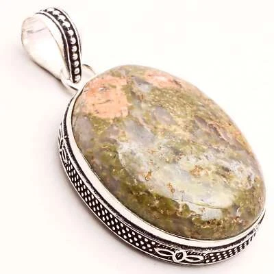 Unakit Edelstein Versilbert Handmade Anhänger Schmuck Geschenk 4cm P-14593 - Bild 1 von 3