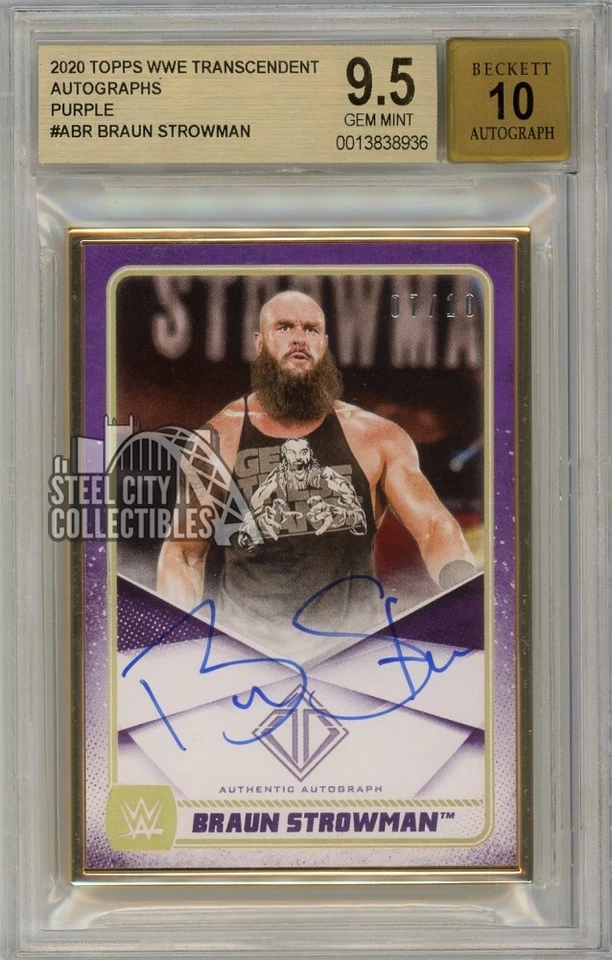 Braun Strowman 2020 Topps Transcendent WWE Purple Autograph Card 07/10 BGS 9.5 - Image 1 of 1