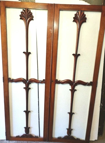 Antique Carved Mahogany Cabinet Doors Fine Workmanship 54 3/4" H x 36 1/8"W Cover