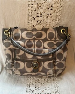 Coach F18875 Signature C Gray Penelope Full Zip Single Handle Hobo Handbag Purse - Picture 1 of 4