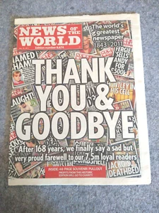 NEWS OF THE WORLD UK Papper Final Edition No 8674 With Mag Insert Mint Condition - Bild 1 von 16