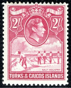 TURKS & CAICOS KGVI SG.203 2s Deep Rose-Carmine (1938) Mint LMM Cat £48 OBLUE61 - Picture 1 of 6