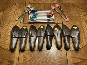 9 Pair Vintage Shoe Trees Stretchers 4 - wood J.C. 9C & 5 Metal Jones & Vining - Picture 1 of 3