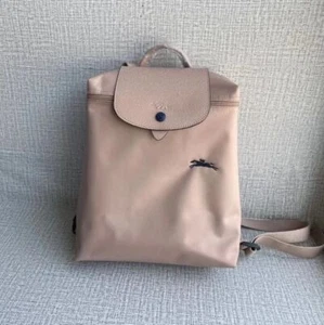 Longchamp Le Pliage Pink Beige Nylon Leather Backpack Women's Bag Outlet New - Picture 1 of 6