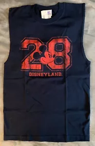 NWT Vintage DISNEY Disneyland Mickey Mouse 28 Muscle T Shirt Adult Mens S Navy - Picture 1 of 7
