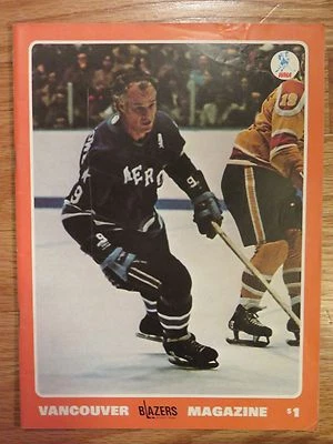 VANCOUVER BLAZERS vs HOUSTON AEROS Oct 1974 WHA Program MARTY MARK GORDIE HOWE - Image 1 of 4