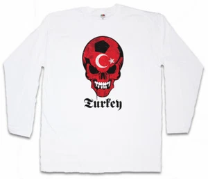 WHITE TURKEY TURKISH FOOTBALL SKULL FLAG LANGARM T-SHIRT Fan Hooligan - Picture 1 of 1