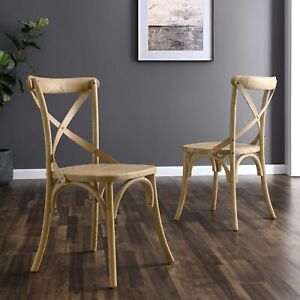 Modway Gear X-Back Wood Dining Side Chair in Natural