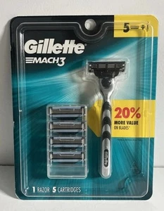 Gillette Mach3 Rasierer Griff + 5 Kartuschen | NEU versiegelt - Bild 1 von 1