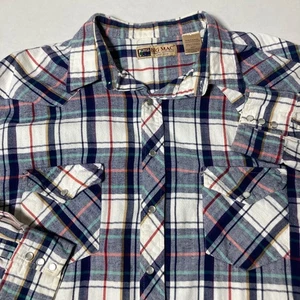 Vintage Big Mac Pearl Snap Herren Flanell Hemd Gr. 2XLT Tall kariert rot weiß blau - Bild 1 von 6