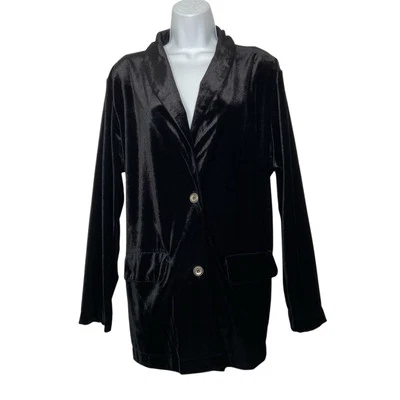 Jaqueta Blazer Cervelle Vintage Veludo Preto 2 Botões (L) - Imagem 1 de 4