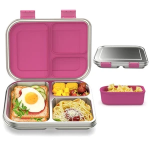 Stainless Steel Bento Box Kids, 3 Compartments Leak Proof Metal Bento Lunch B... - Picture 1 of 7