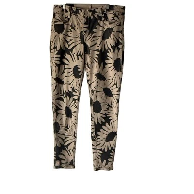 Bleulab Reversible Skinny Jeans Floral Beige Black Print Size 28 Y2K Statement - Image 1 of 4