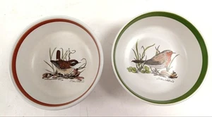 RSPB Denby England Bird Bowls Pair by John Moreland Robin and Wren Design 6" Dia - Picture 1 of 11