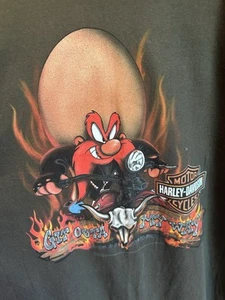 Vintage Harley Davidson Looney Tunes Shirt 3XL Brown Yosemite Sam 90s Y2K - Picture 1 of 10