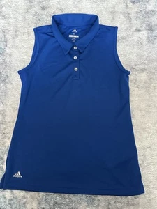 Adidas Girls Size Medium 11-12yrs Blue Sleeveless Collared Polo Tank Top Shirt - Picture 1 of 8
