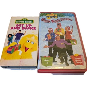 VHS Sesame Street "Get Up And Dance" and The Wiggles "Wiggly Wiggly Christmas" - Picture 1 of 3